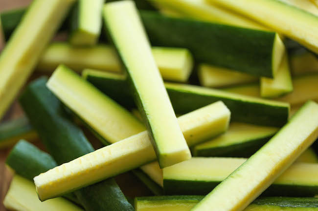 Baked Zucchini Fries - These fries are amazingly crisp-tender and healthy with just 135.4 calories. And no one would ever believe that these are baked!