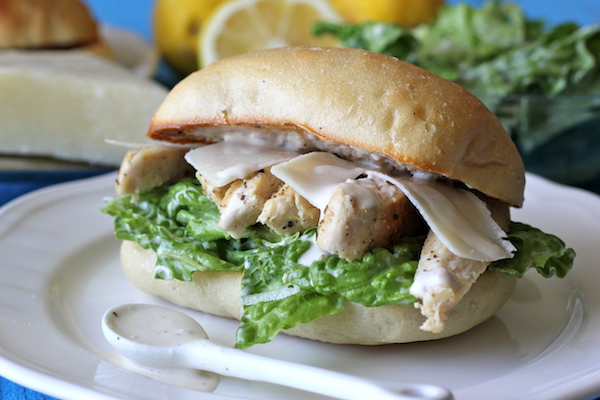 Chicken Caesar Ciabatta Sandwiches - You won't believe how easy it is to make caesar dressing from scratch. And it tastes 1000x better too!