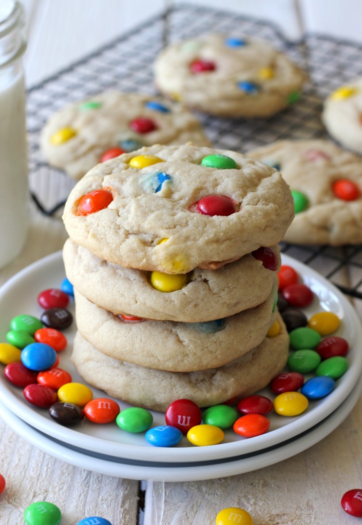 M&M Cookies - Soft, chewy cookies loaded with colorful M&M's. A batch of cookies that both kids and grown-ups will love!