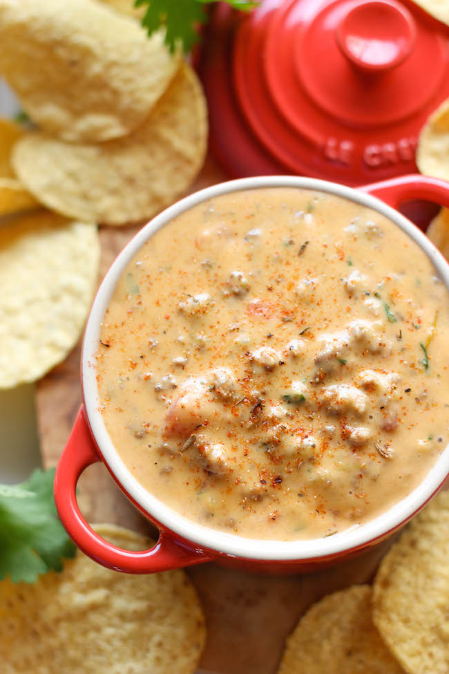 Beef Queso Dip - An incredibly velvety, meaty queso dip that is completely irresistible, and you can make it in just 15 minutes!
