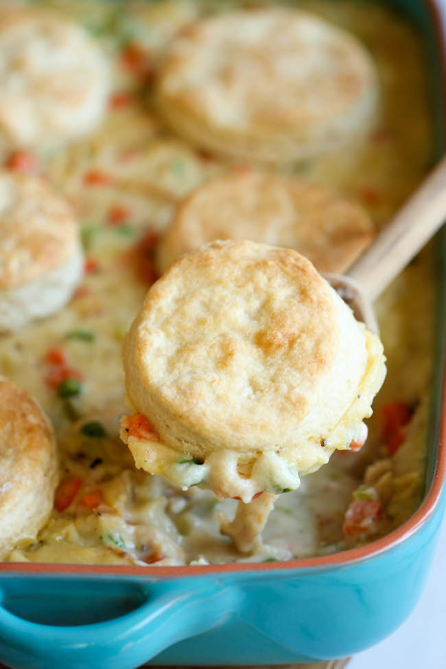 Biscuit Pot Pie - Comfort food never tasted so good in this comforting and creamy pot pie topped with easy homemade biscuits!