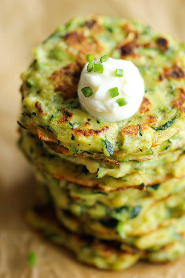 Zucchini Fritters - These fritters are unbelievably easy to make, low calorie, and the perfect way to sneak in some veggies!