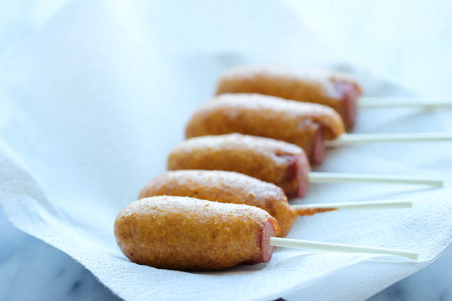 Easy Homemade Mini Corn Dogs - The easiest corn dogs you will ever make! Perfect as an after-school snack, appetizer or a quick dinner!