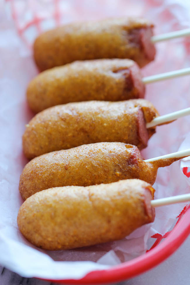 Easy Homemade Mini Corn Dogs - Damn Delicious