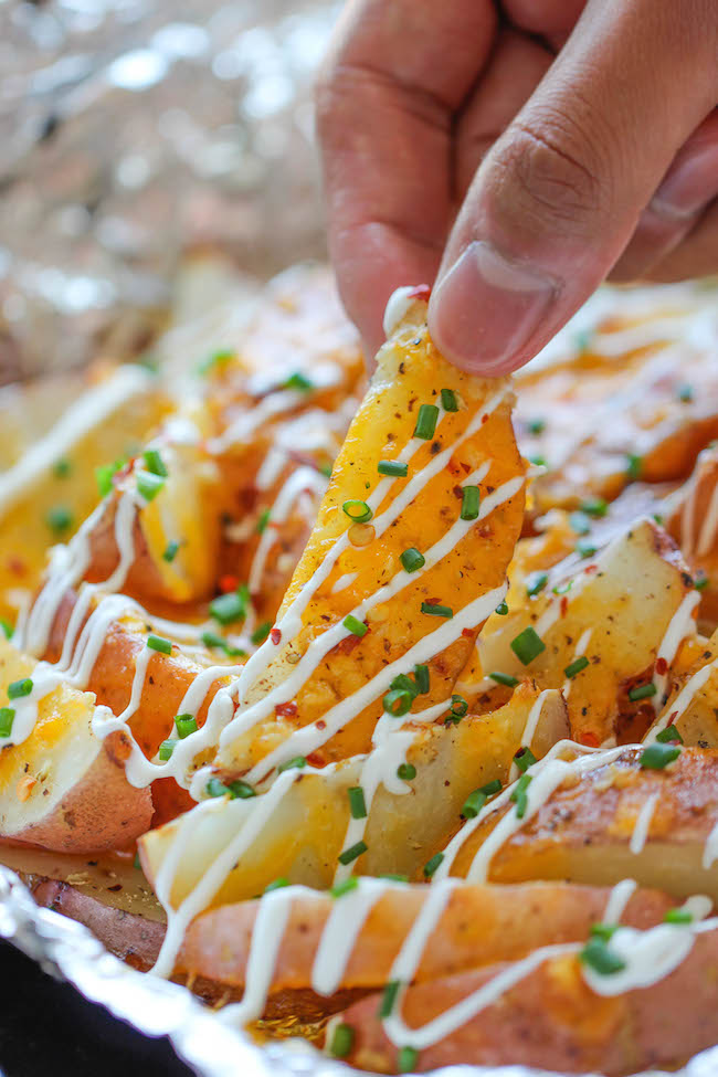 Cheesy Garlic Fries in Foil - Damn Delicious