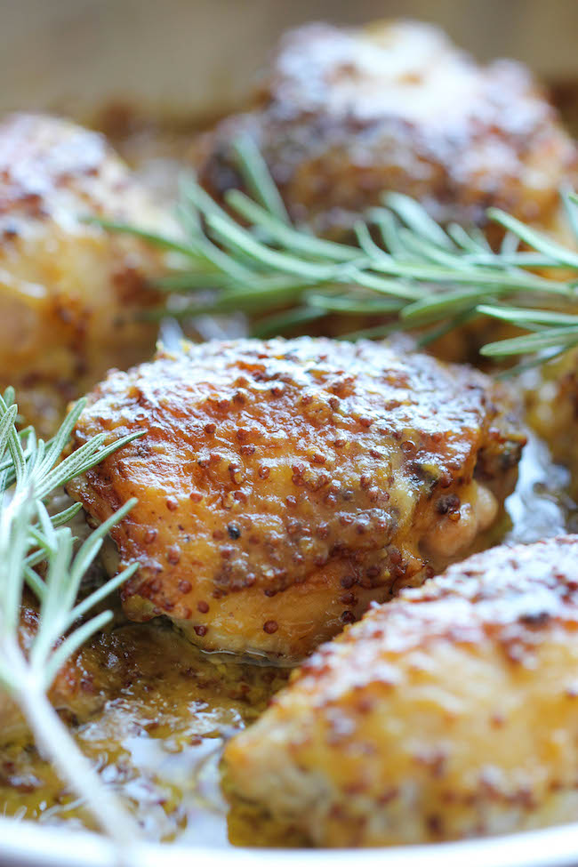 Baked Honey Mustard Chicken - The creamiest honey mustard chicken ever! It's so good, you'll want to eat the mustard itself with a spoon!