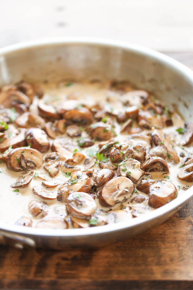 Easy Creamy Mushrooms - The easiest, creamiest mushrooms you will ever have - it's so good, you'll want to skip the main dish and make this a meal instead!