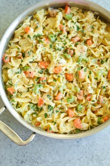 Creamy Chicken Noodle Pasta - This is like everyone's favorite chicken noodle soup except in creamy, melt-in-your-mouth pasta form! It's AMAZING.