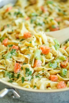 Creamy Chicken Noodle Pasta - This is like everyone's favorite chicken noodle soup except in creamy, melt-in-your-mouth pasta form! It's AMAZING.