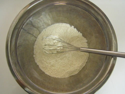 mix flour and baking powder and salt