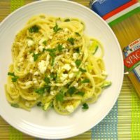 Spaghetti Alfredo with Zucchini Ribbons