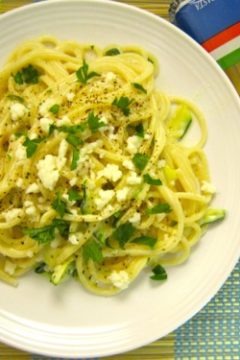 Spaghetti Alfredo with Zucchini Ribbons