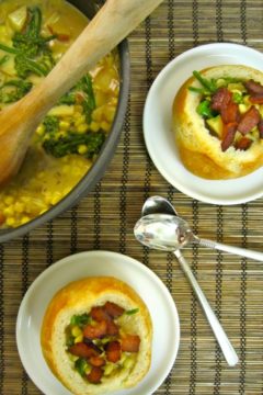 Broccoli Chowder with Corn and Bacon