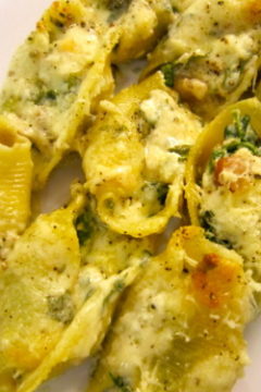 Shells with Crispy Pancetta and Spinach