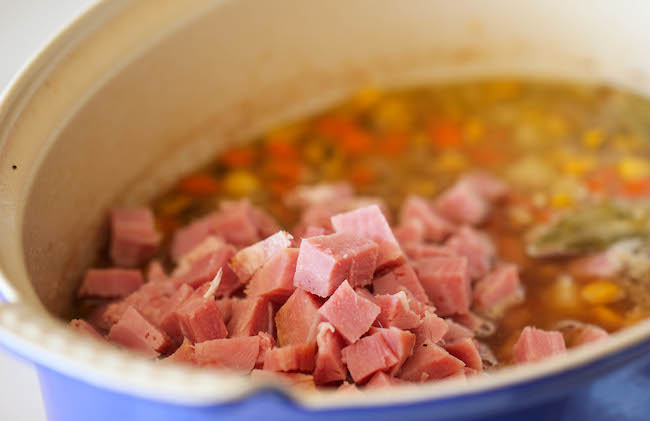 Leftover Hambone Soup - Use up your leftover hambone to make this cozy, hearty soup loaded with tons of veggies and chunks of sweet ham!