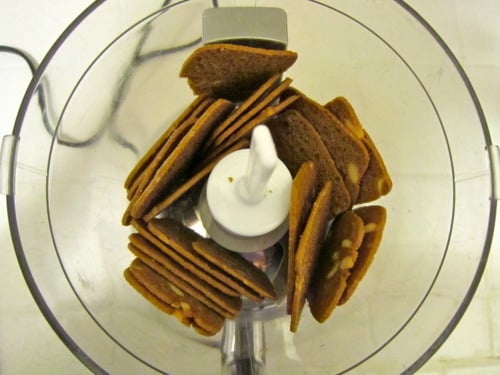 graham crackers in the bowl of a food processor
