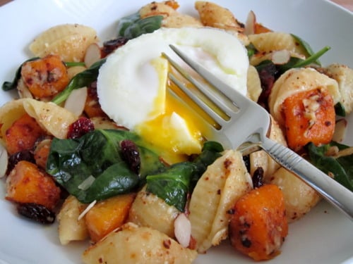 holiday recipe club poached egg butternut squash pasta