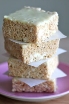 Brown Butter White Chocolate Rice Krispie Treats
