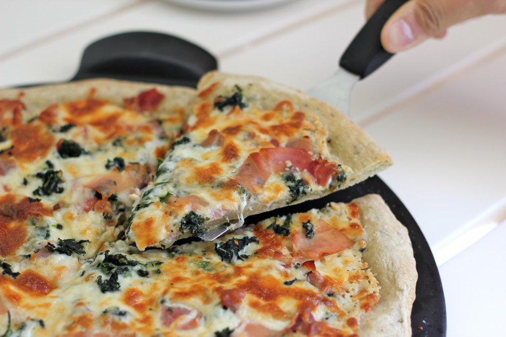 Spinach Prosciutto Alfredo Pizza - A fancy, schmancy pizza that's actually so easy to make right at home!