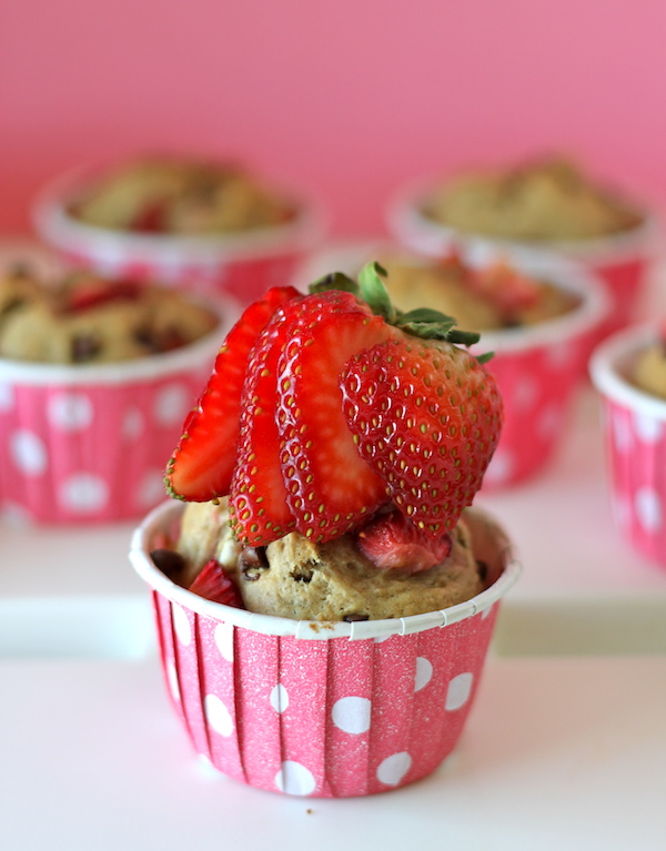 Strawberry Chocolate Chip Muffins - These light and fluffy muffins are the perfect excuse to have chocolate for breakfast!