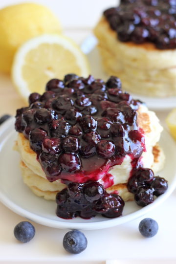 Lemon Ricotta Pancakes With Blueberry Sauce