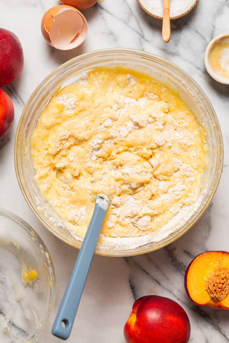 Nectarine Upside-Down Cake - Moist, tender cake with ripe, juicy nectarines or peaches! So pretty and so good. Bonus: the caramelized edges!