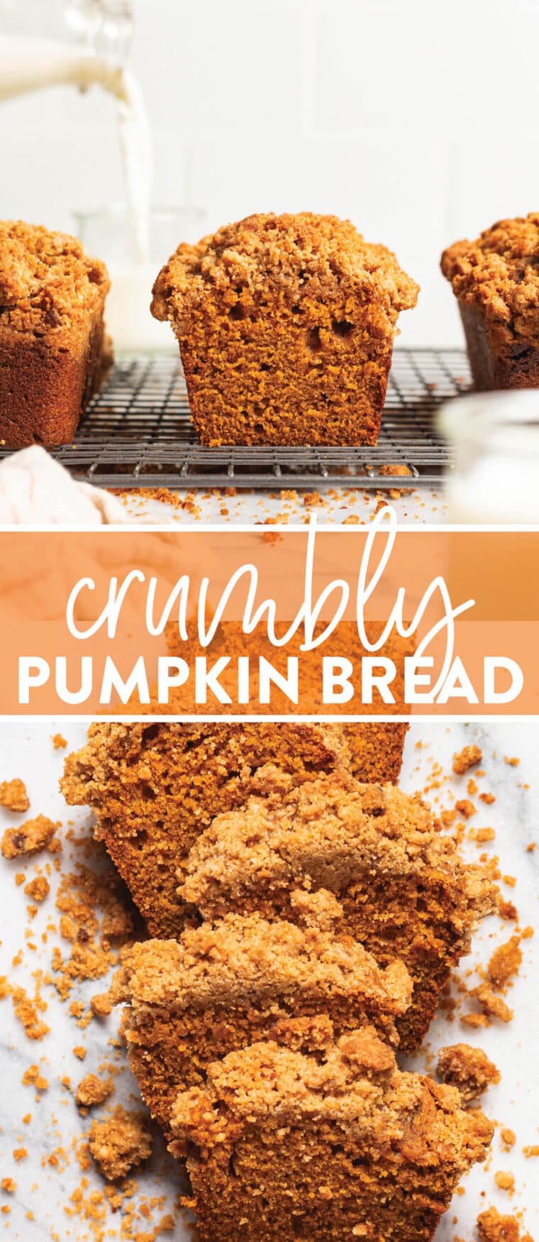 Mini pumpkin bread (lightened up) to satisfy that fall pumpkin craving! So moist + so flavorful.