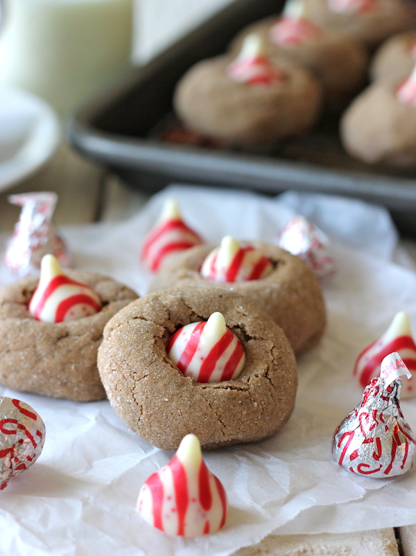 Peppermint Mocha Blossoms - These blossoms are the perfect holiday cookie, especially when they're topped with a candy cane Hershey's Kiss!