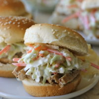Raspberry Balsamic Glaze Pork Sliders with Coleslaw