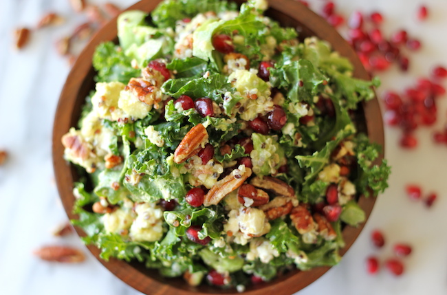 Kale Salad with Meyer Lemon Vinaigrette - Perfect as a light lunch or even a meatless Monday dinner option!