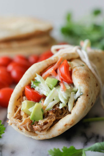 Slow Cooker Pulled Pork Gyros