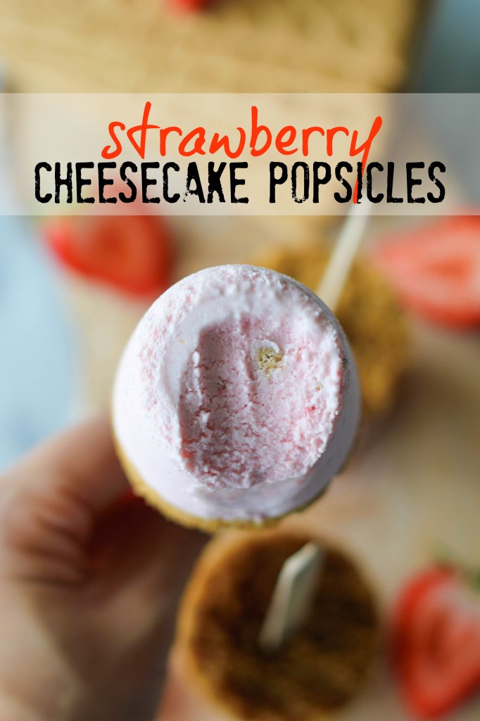 Strawberry Cheesecake Popsicles - Oh-so-creamy strawberry cheesecake in popsicle-form with a mile-high graham cracker crust!