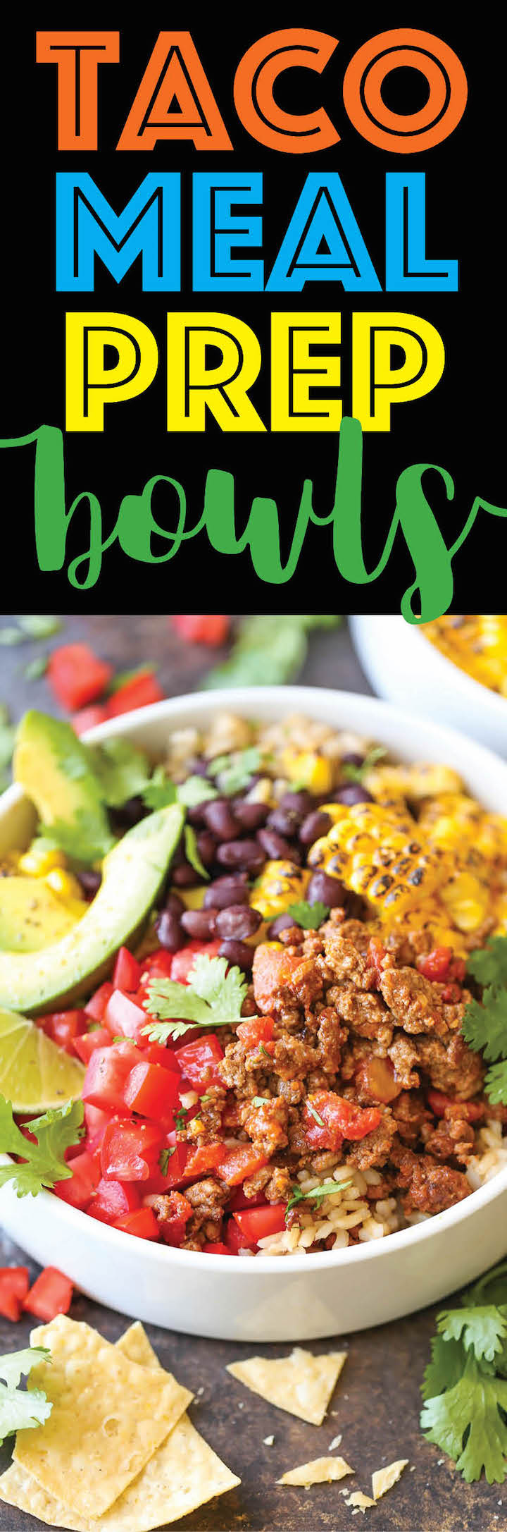 Taco Meal Prep Bowls - Meal prep for the entire week with these healthy Mexican bowls. This saves you money, time, calories - you honestly can't beat that!