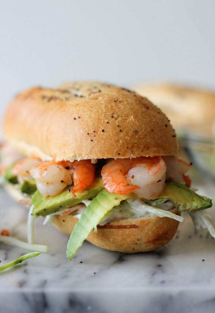 Shrimp Sandwich with Avocado and Broccoli Slaw - This sandwich combines a homemade broccoli slaw, fresh avocado and roasted shrimp!