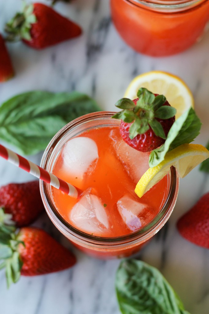 Strawberry Basil Meyer Lemonade - Refreshing Meyer lemonade with fresh pureed strawberries and basil - it's the perfect summer drink!