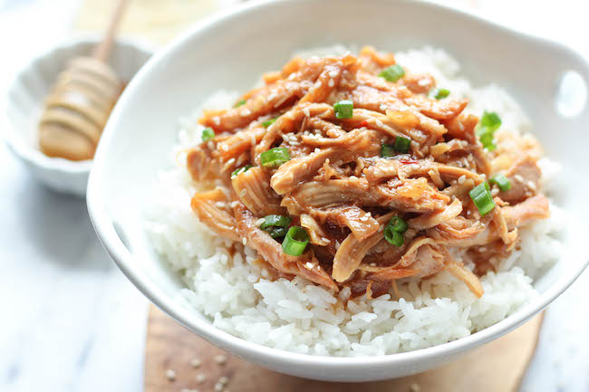 Slow Cooker Honey Sesame Chicken - Simply throw everything in the crockpot for a quick and easy, no-fuss, family-friendly meal!