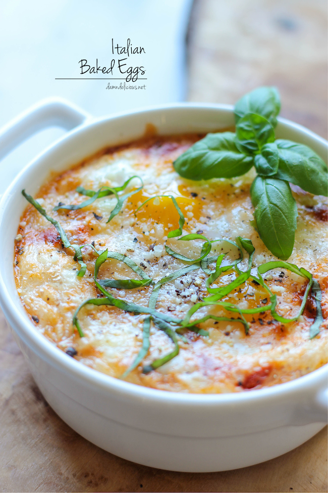 Italian Baked Eggs - You’ll never believe that these marinara cheesy baked eggs can be made in just 10 minutes for a complete breakfast!