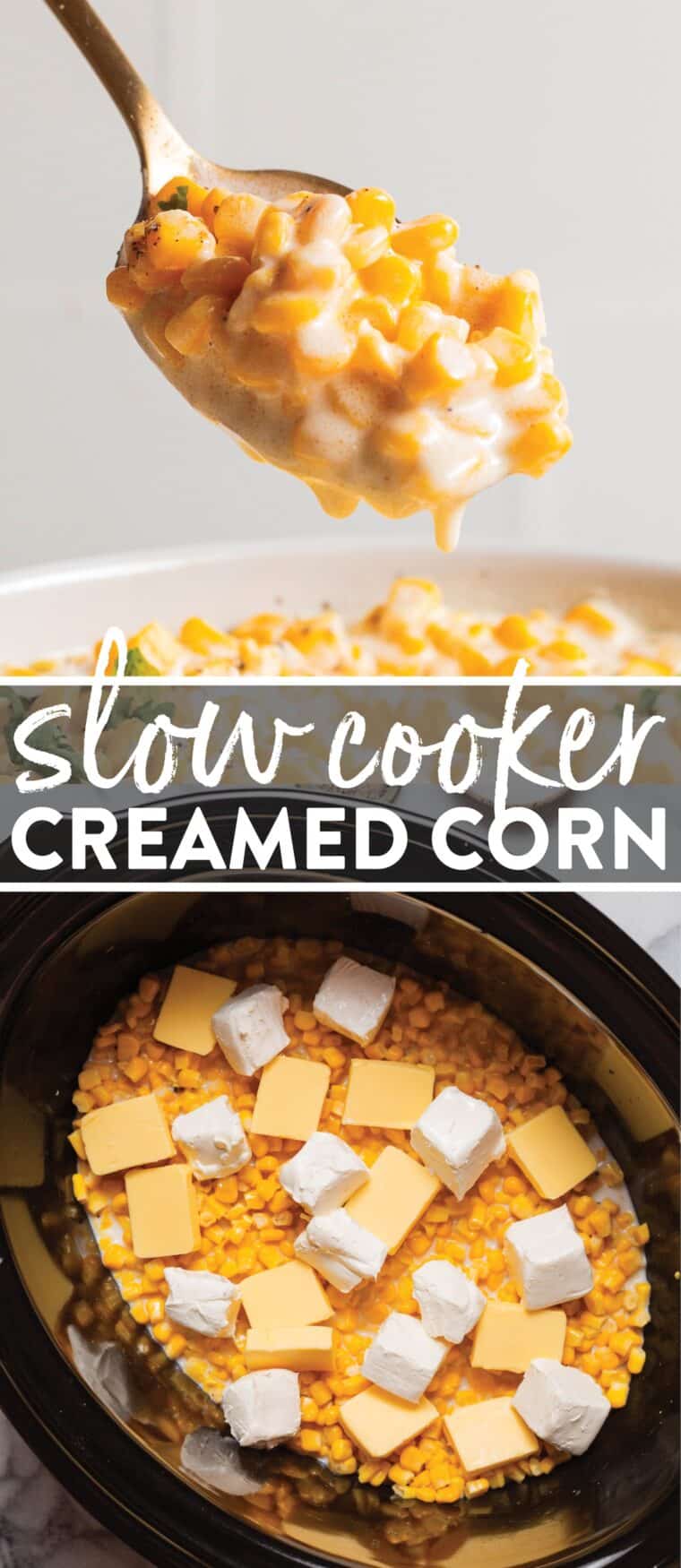 Slow Cooker Creamed Corn - The dreamiest creamed corn! So velvety and creamy, and unbelievably easy to make with just 5 ingredients. Simply set and forget. SO GOOD!