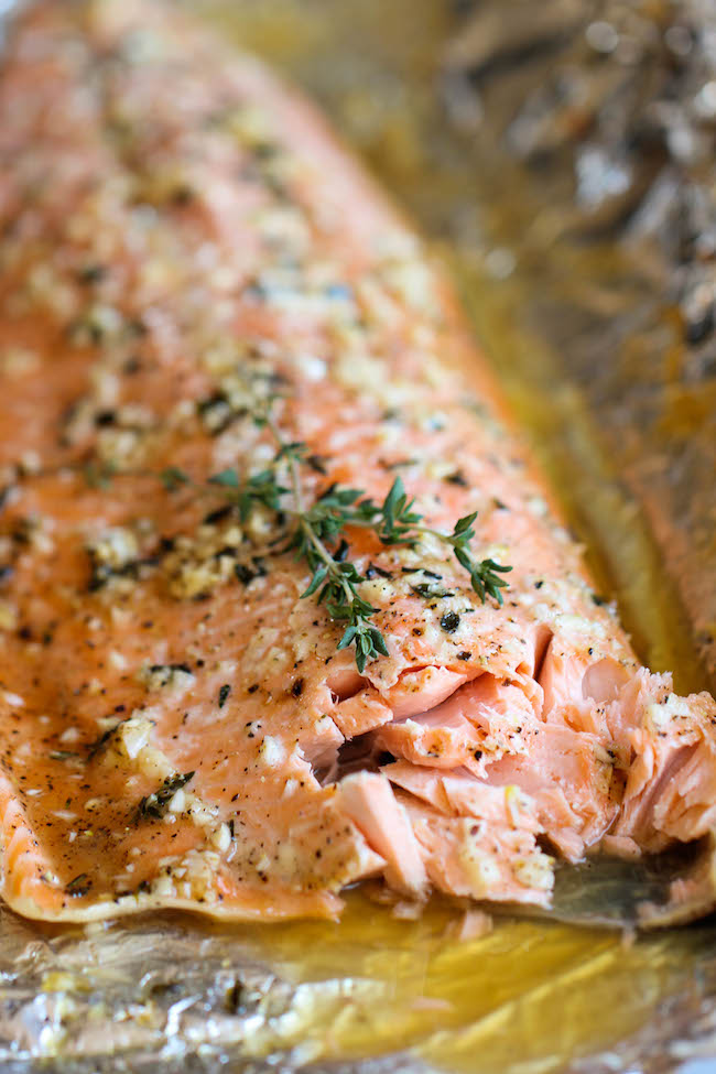 Honey Salmon in Foil - A no-fuss, super easy salmon dish that's baked in foil for the most tender, most flavorful salmon ever!