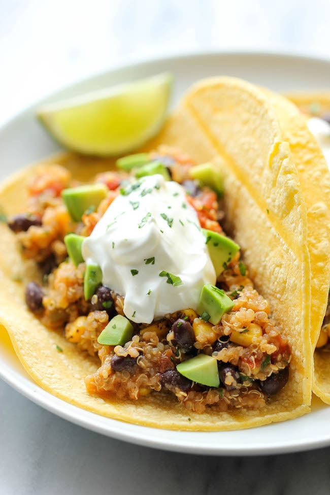Quinoa Black Bean Tacos - Quick, easy, healthy and full of flavor - even meat eaters will love this!