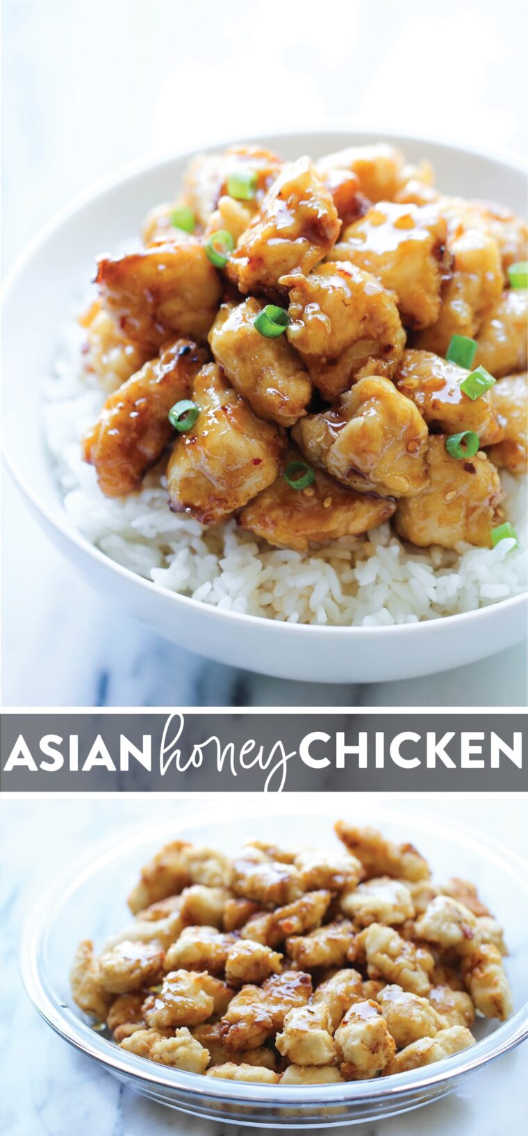 Asian Honey Chicken - This Asian honey chicken is made with crispy golden brown chicken tossed in a sweet and savory irresistible honey glaze! Better than takeout!