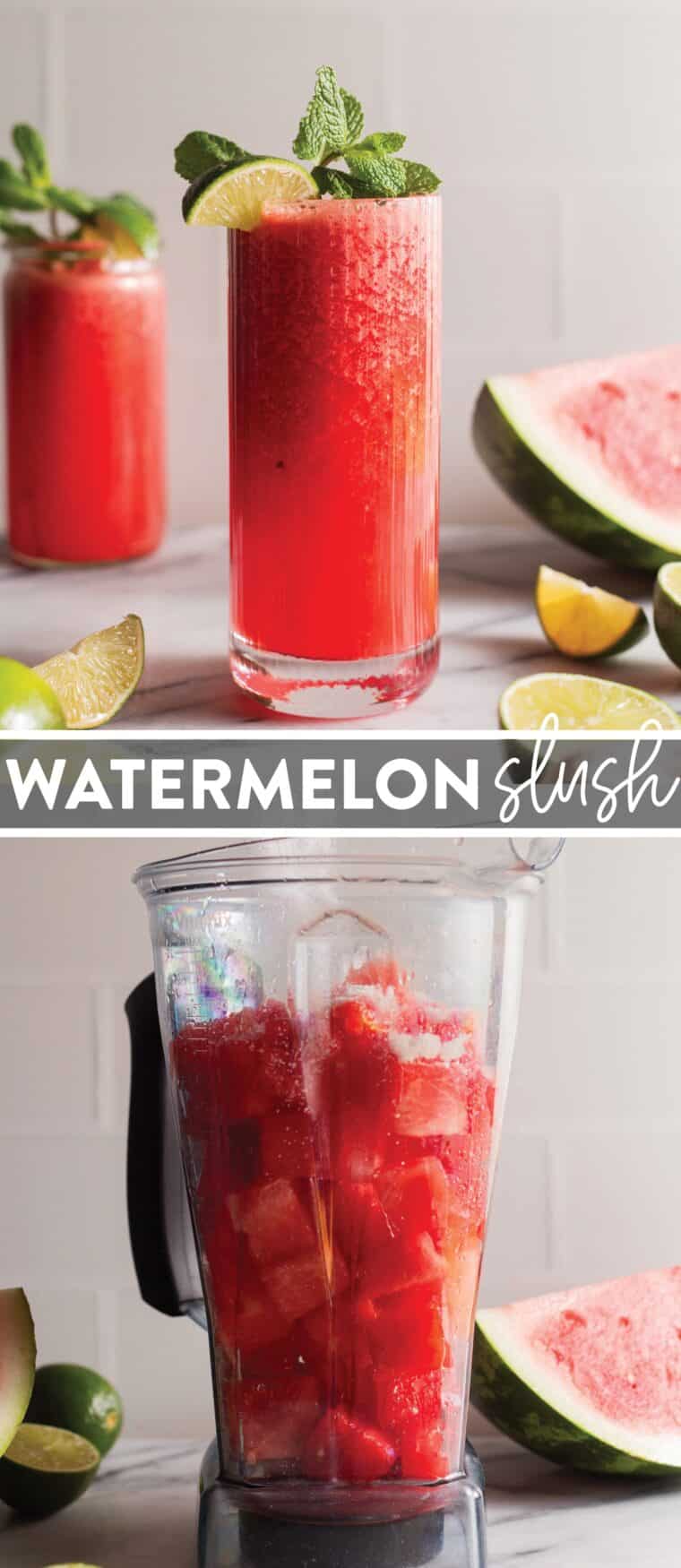 Watermelon Slush - Time to beat the summer heat with watermelon slushies! All you need is 5 min and 3 ingredients to whip this up. So easy, so fresh, so smooth!