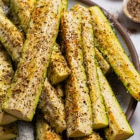 Crispy baked Parmesan zucchini served on a plate