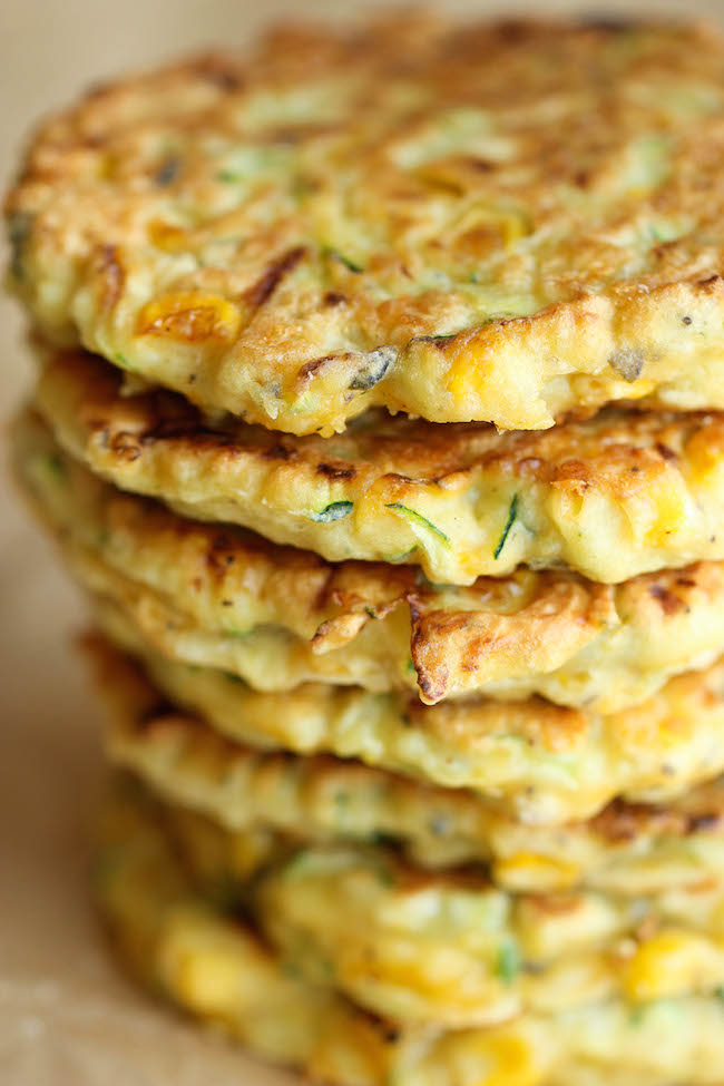 Zucchini Corn Pancakes - Super easy pancakes perfect as a side dish or appetizer. And best of all, they don't even taste "healthy"!