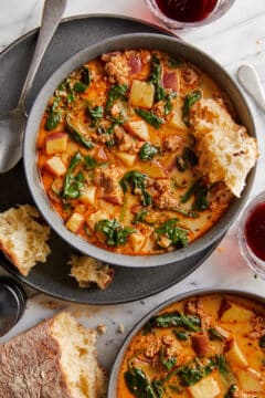 Sausage, Potato and Spinach Soup