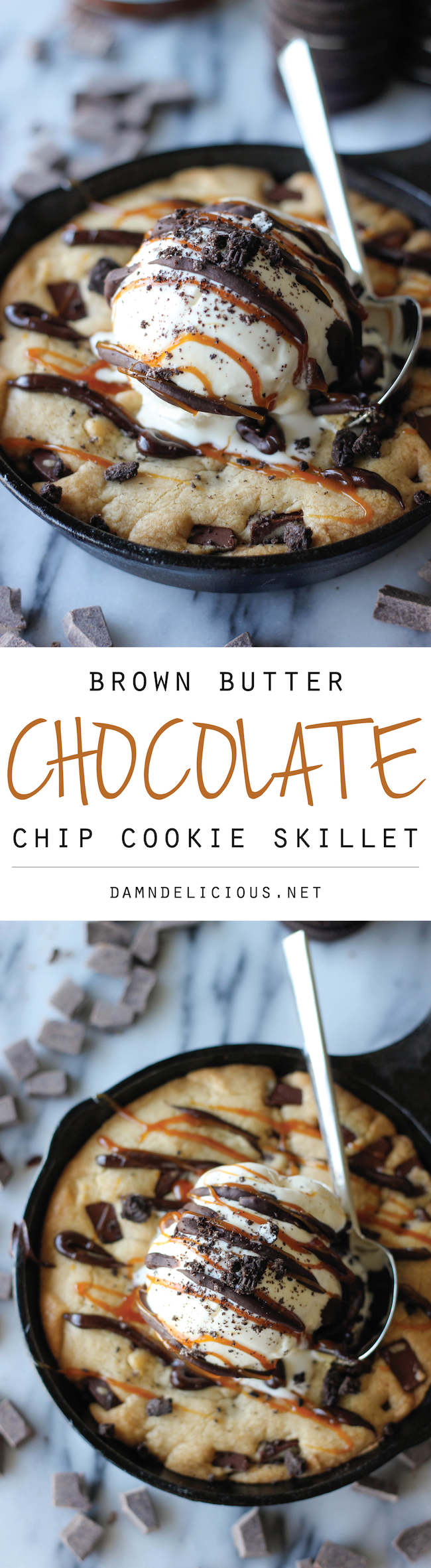 Brown Butter Chocolate Chip Cookie Skillet ("Pizookie")