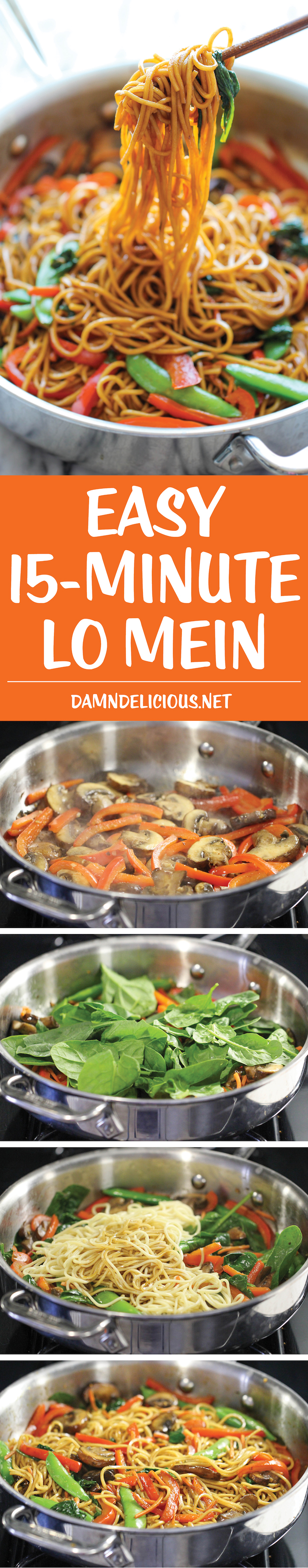 Easy Lo Mein - The easiest lo mein you will ever make in 15 minutes from start to finish. It is so much quicker, tastier and healthier than take-out!