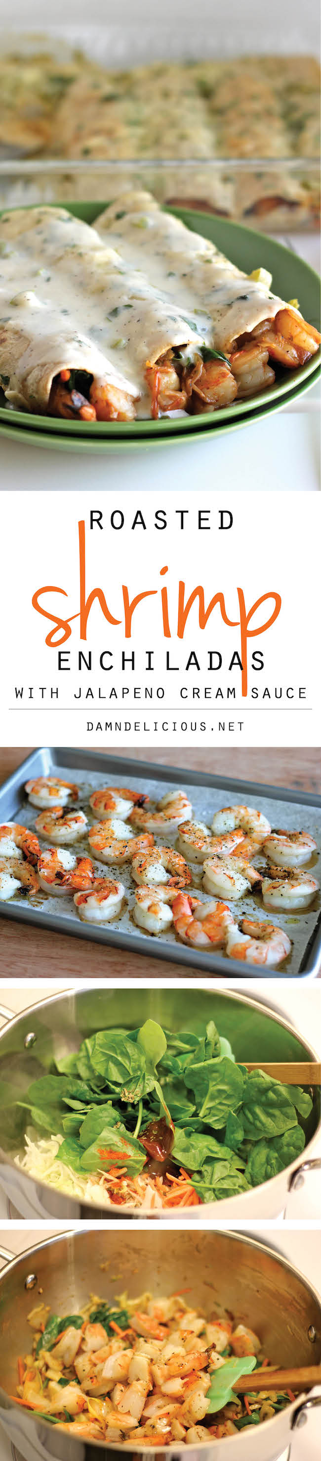 Roasted Shrimp Enchiladas with Jalapeño Cream Sauce - Smothered in a rich, jalapeño cream sauce, how can you resist?!