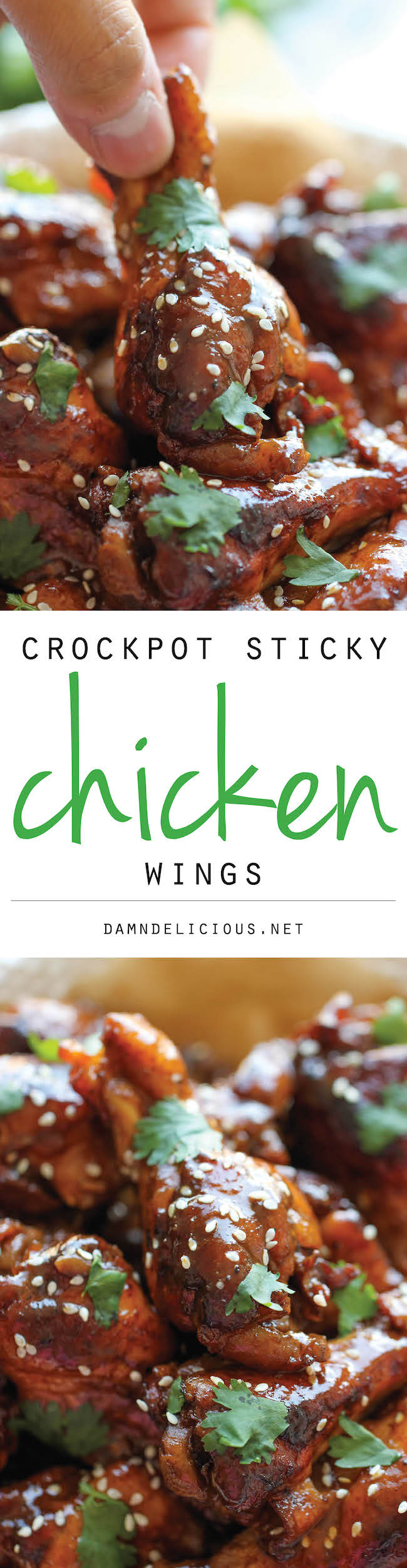 Slow Cooker Sticky Chicken Wings - The easiest wings you will ever make. Just throw everything into the crockpot and you're set! Easy peasy!