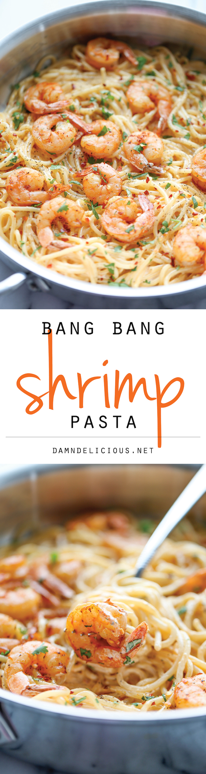 Bang Bang Shrimp Pasta - The favorite bang bang shrimp is turned into the creamiest, easiest pasta dishes of all!
